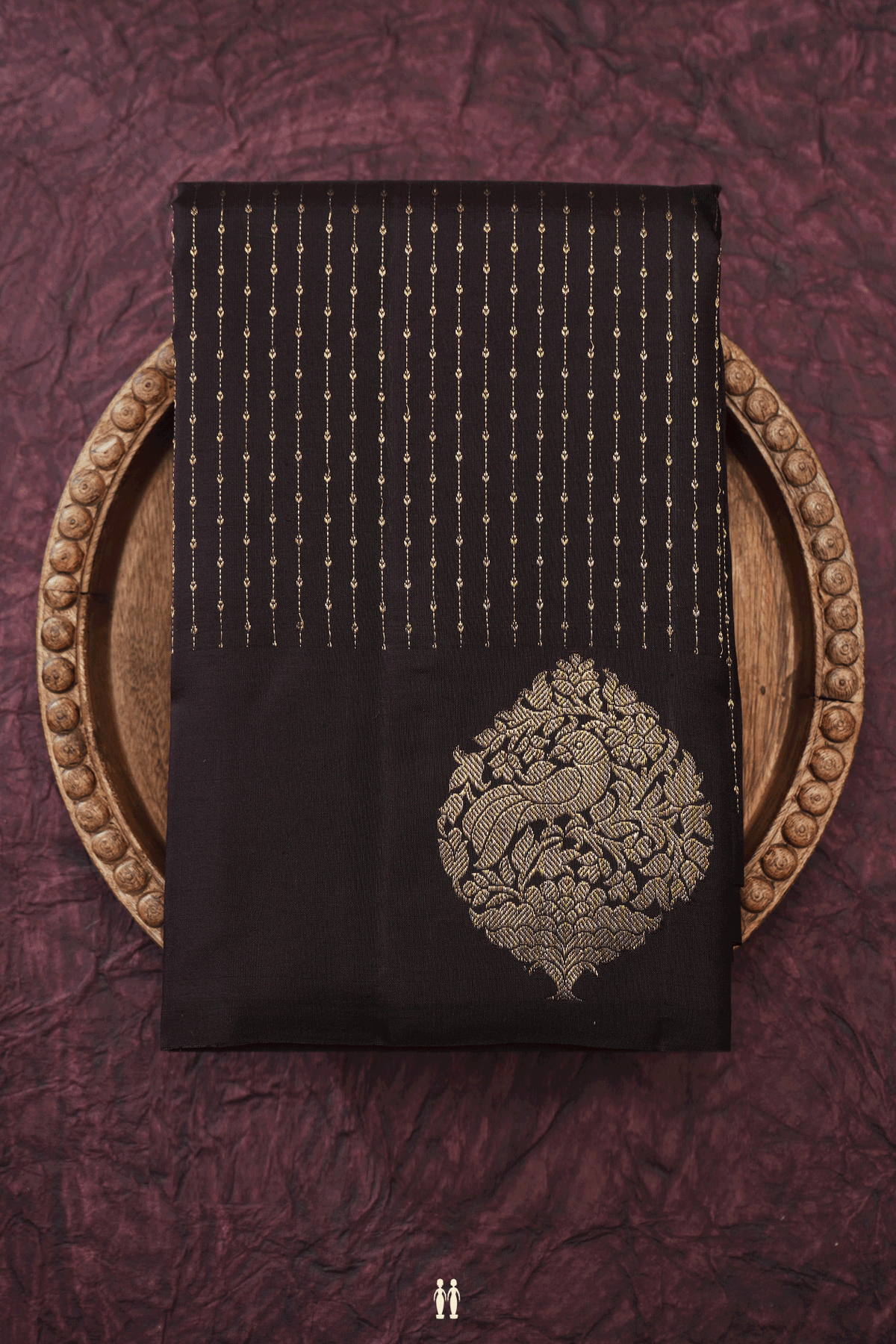 Zari Stripes Design Dark Oak Brown Kanchipuram Silk Saree