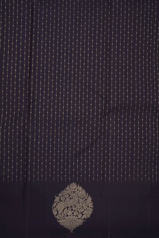 Zari Stripes Design Dark Oak Brown Kanchipuram Silk Saree
