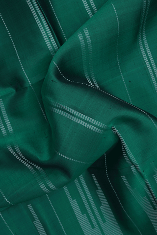 Zari Stripes Design Forest Green Soft Silk Saree
