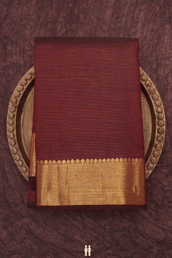 Zari Stripes Design Maroon Kanchipuram Silk Saree
