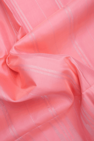 Zari Stripes Design Peach Pink Soft Silk Saree