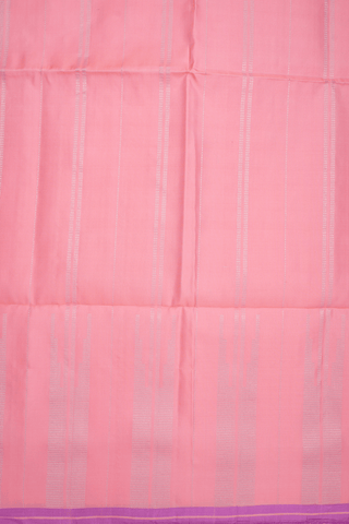 Zari Stripes Design Peach Pink Soft Silk Saree
