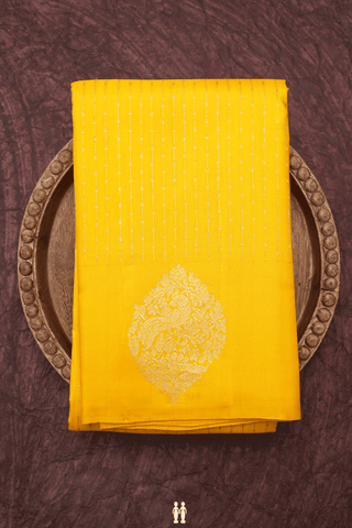 Zari Stripes Design Royal Yellow Kanchipuram Silk Saree