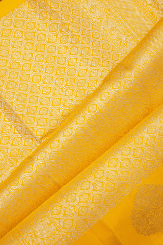 Zari Stripes Design Royal Yellow Kanchipuram Silk Saree