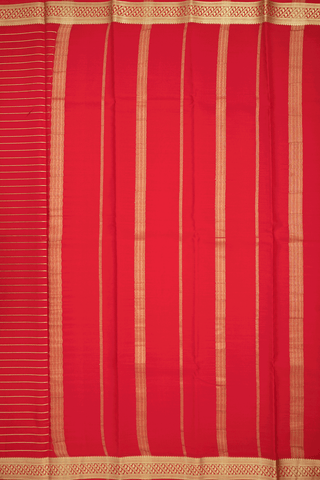 Zari Stripes Design Scarlet Red Mysore Silk Saree