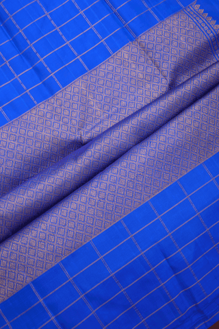 Zari Stripes Design Teal Blue Kanchipuram Silk Saree