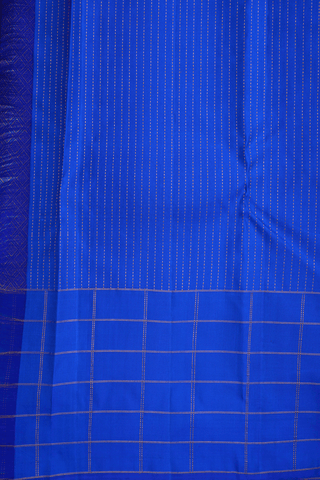 Zari Stripes Design Teal Blue Kanchipuram Silk Saree