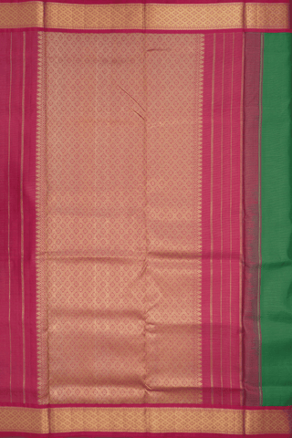 Zari Stripes Emerald Green Kanchipuram Nine Yards Silk Saree
