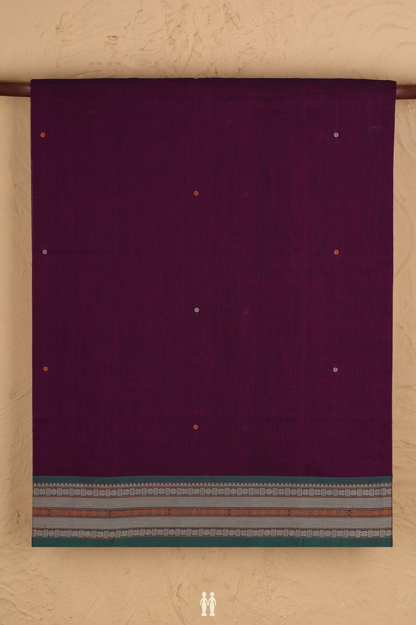 Coimbatore Cotton Saree In Grape Purple With Threadwork Buttis