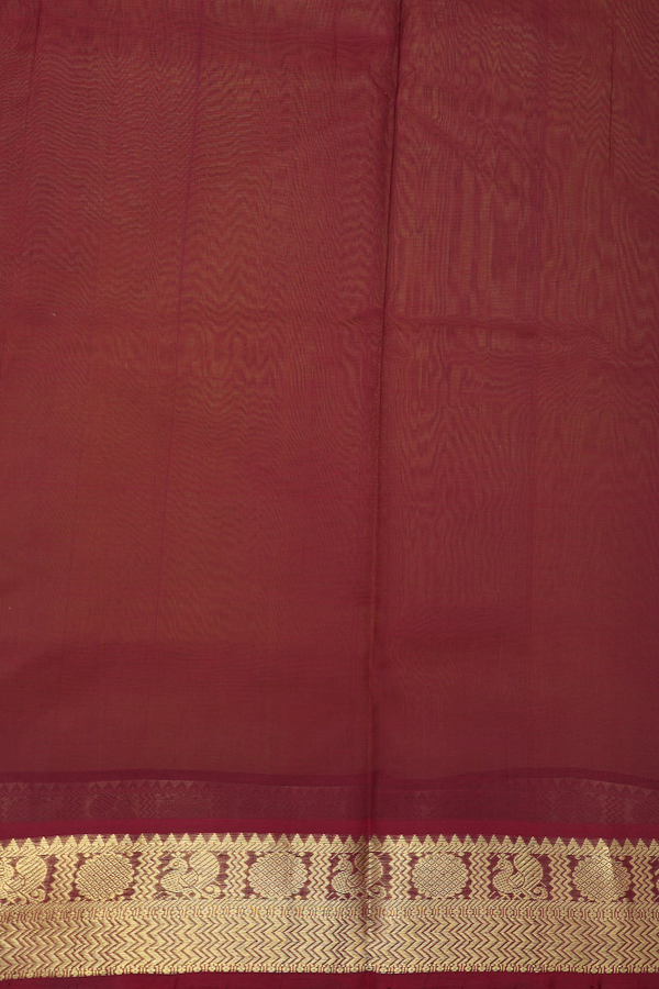 Silk Cotton Saree In Yellowish Brown With Zari Buttas
