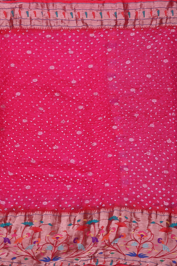 Bandhani Silk Saree In Rani Pink With Tie And Dye Design