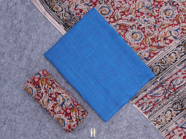 Plain Cerulean Blue Cotton Unstitched Salwar Material