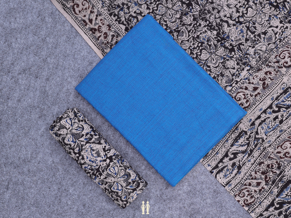 Plain Cerulean Blue Cotton Unstitched Salwar Material