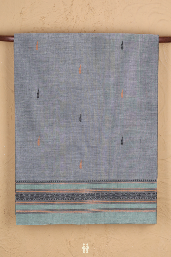 Coimbatore Cotton Saree In Grey With Threadwork Buttas