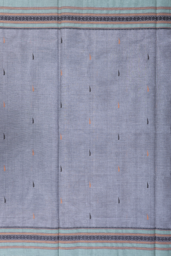 Coimbatore Cotton Saree In Grey With Threadwork Buttas