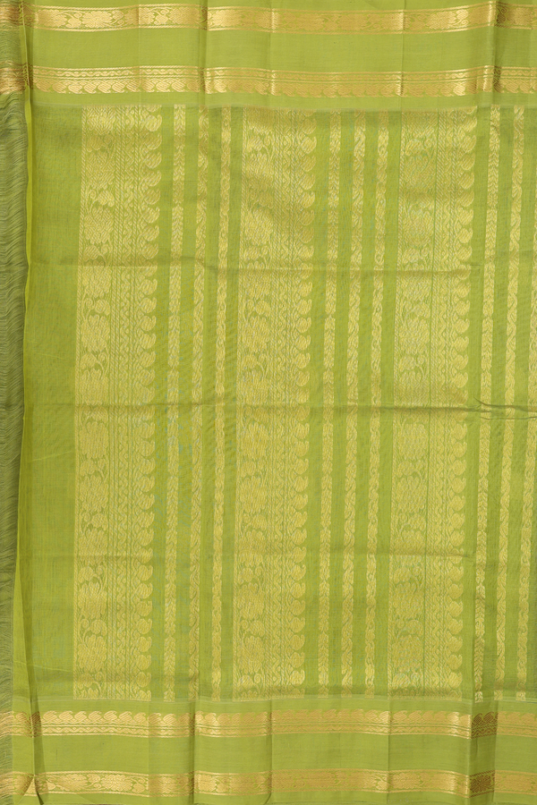 Traditional Silk Cotton Saree In Blue With Peacock Buttas