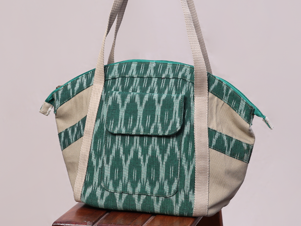 Printed Design Black Cotton Hand Bag