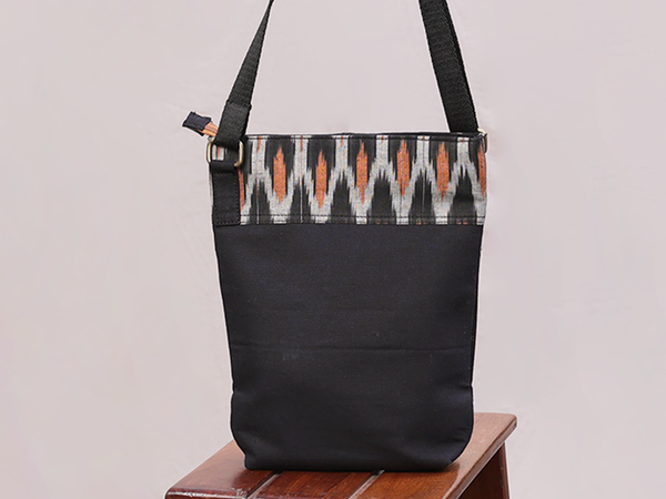 Printed Design Black Cotton Hand Bag