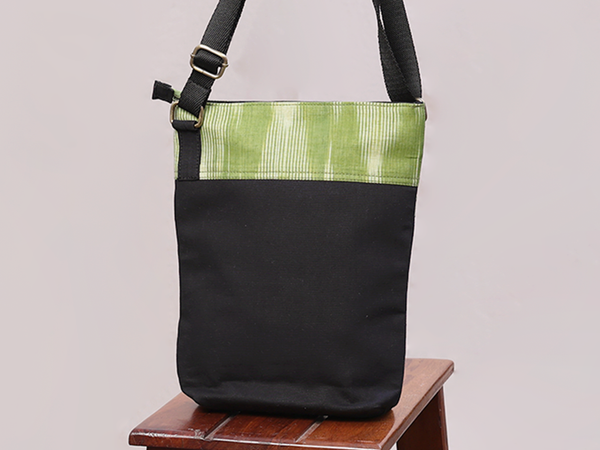 Printed Design Black Cotton Sling Bag
