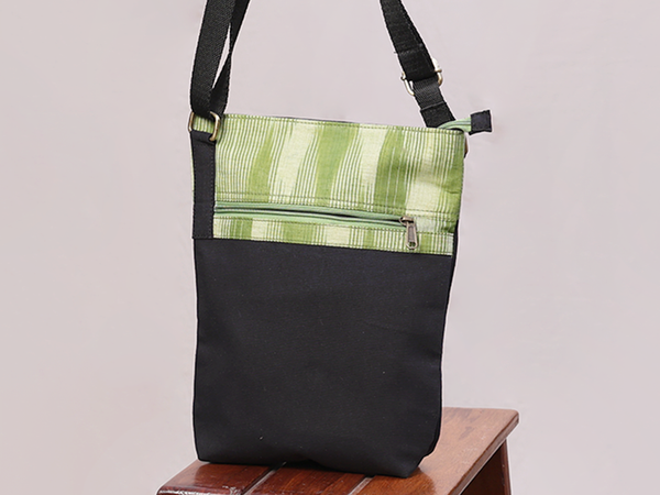 Printed Design Black Cotton Sling Bag