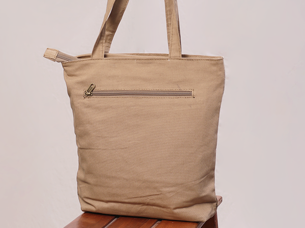 Printed Design Brown Cotton Hand Bag
