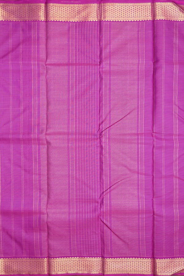 Kanchipuram Silk Saree In Grape Purple With Checks Design