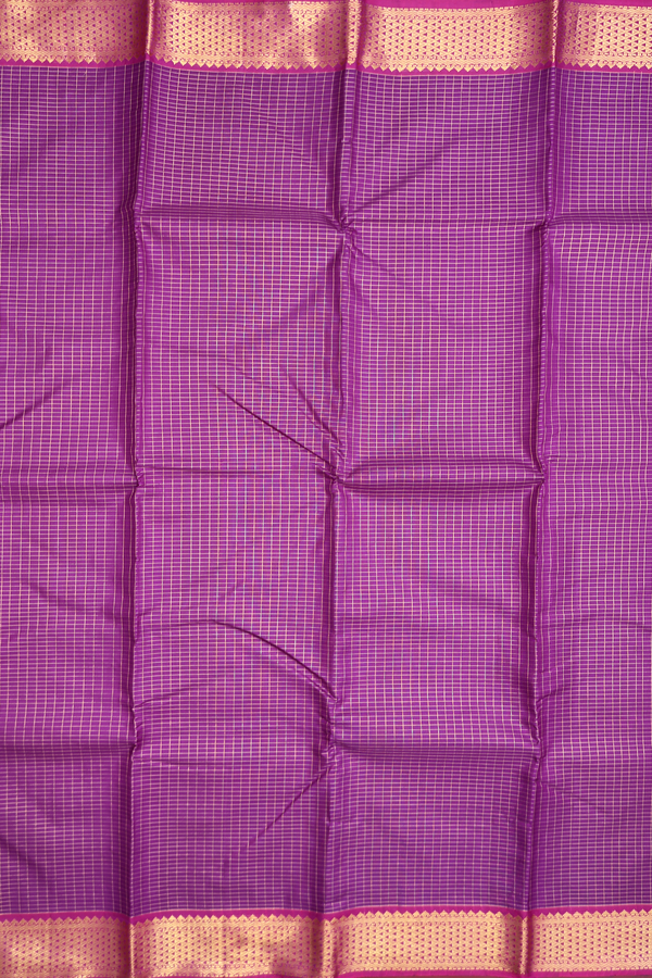 Kanchipuram Silk Saree In Grape Purple With Checks Design