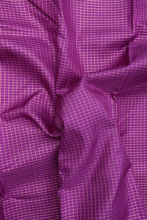 Kanchipuram Silk Saree In Grape Purple With Checks Design