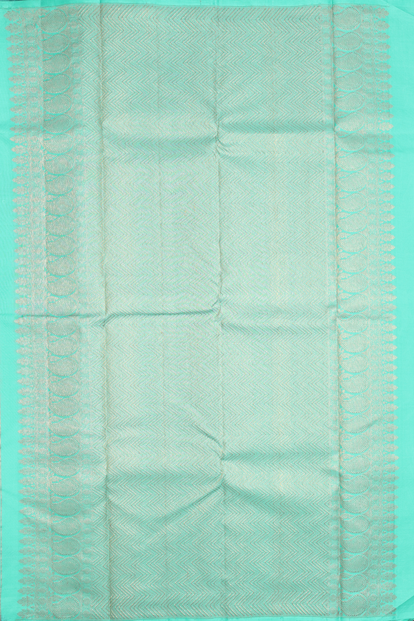 Kanchipuram Silk Saree In Blue With Checks Along Buttas