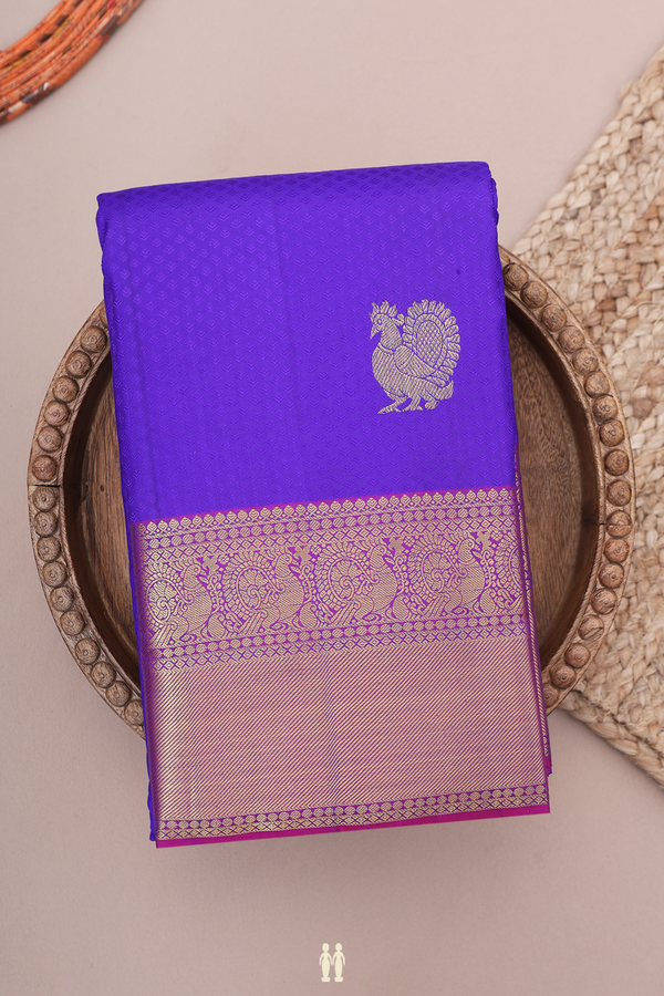 Kanchipuram Silk Saree In Royal Blue With Jacquard