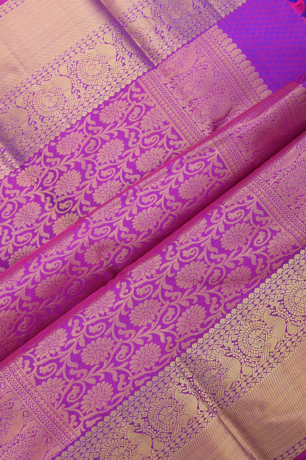 Kanchipuram Silk Saree In Royal Blue With Jacquard