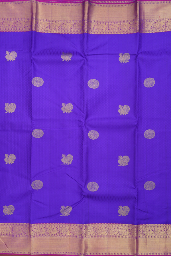 Kanchipuram Silk Saree In Royal Blue With Jacquard