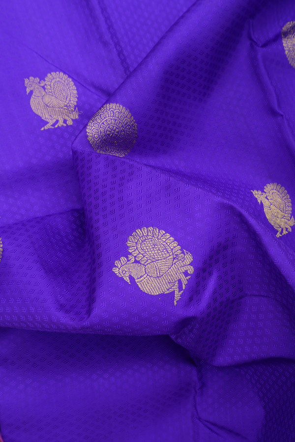 Kanchipuram Silk Saree In Royal Blue With Jacquard