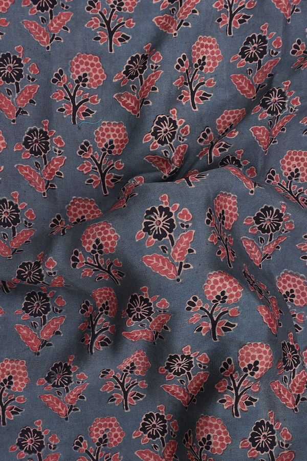 Georgette Saree In Aegean Blue With Floral Buttas