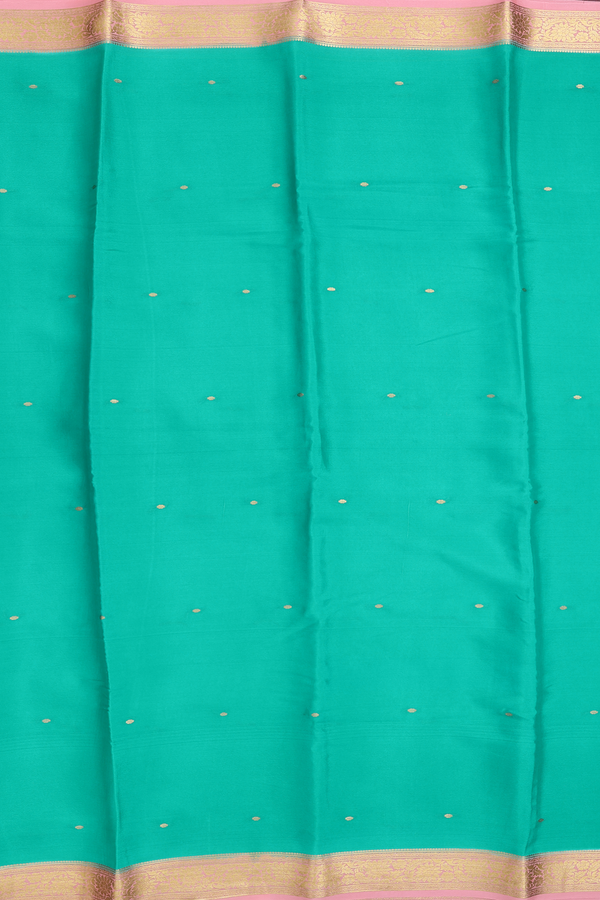 Mysore Silk Saree In Green With Zari Buttis