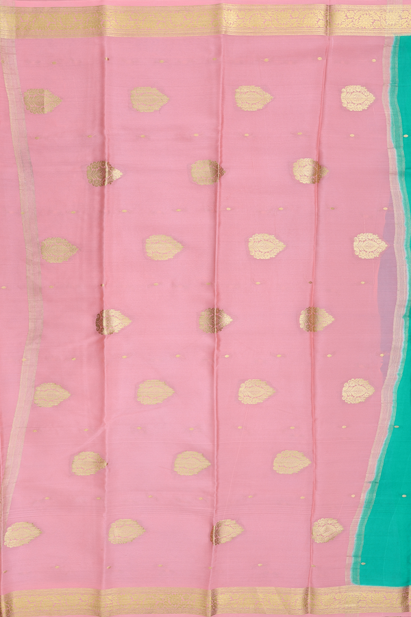 Mysore Silk Saree In Green With Zari Buttis
