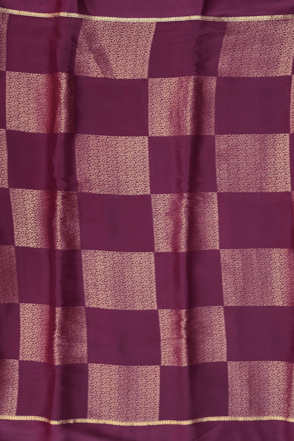Mysore Silk Saree In Grape Purple With Checks Design