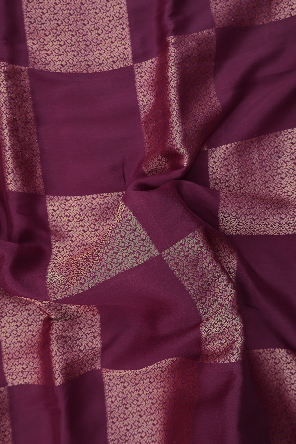 Mysore Silk Saree In Grape Purple With Checks Design