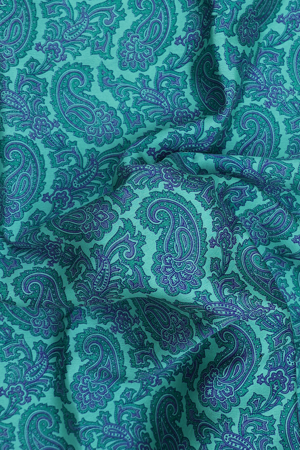 Mysore Silk Saree In Green With Paisley Printed Design