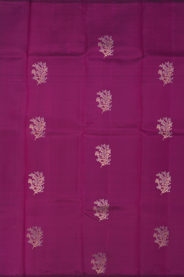 Kanchipuram Silk Saree In Plum Purple With Floral Motifs