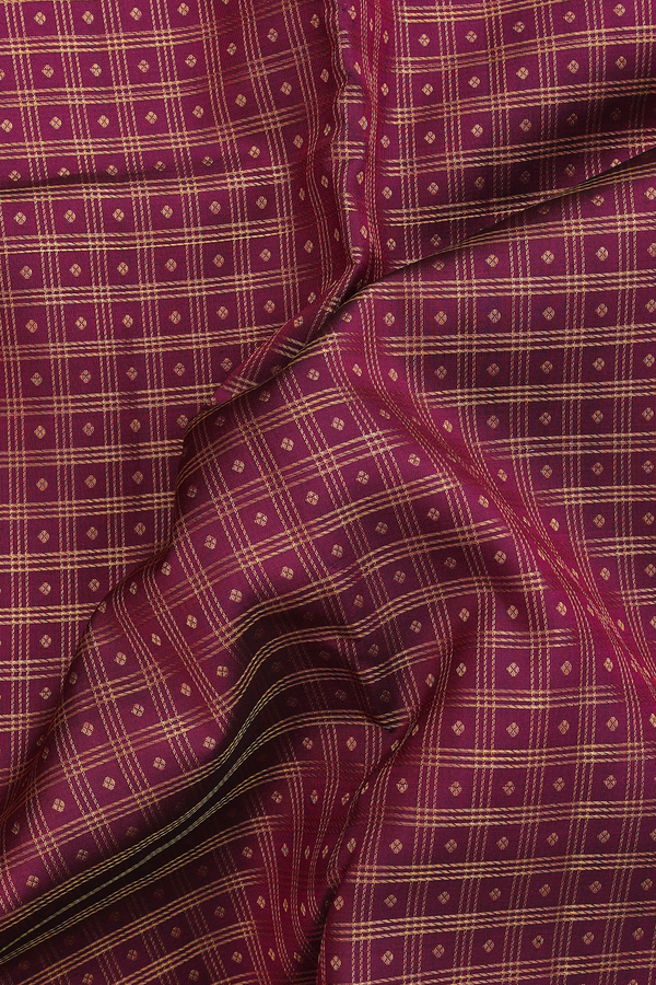Kanchipuram Silk Saree In Plum Purple With Checks Design