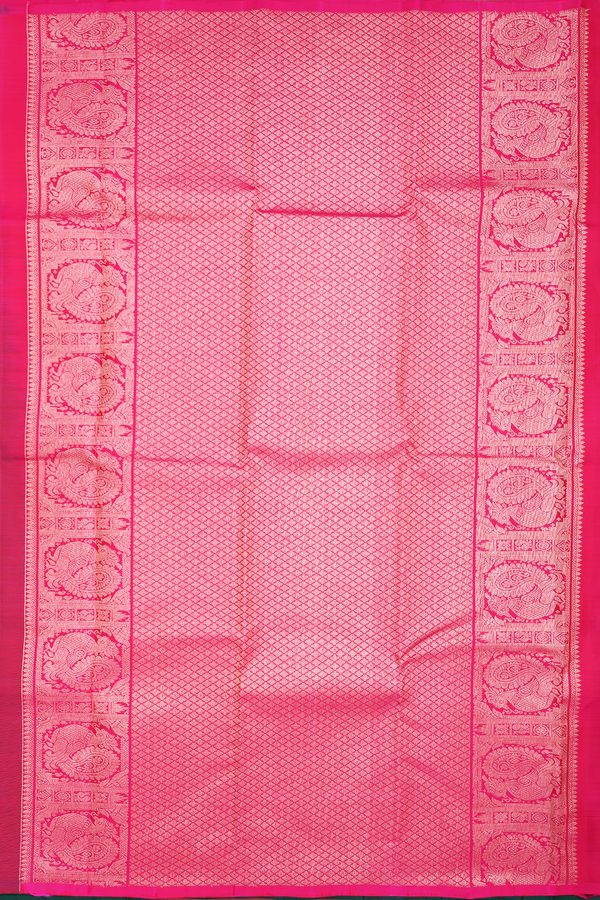 Kanchipuram Silk Saree In Forest Green With Floral Design