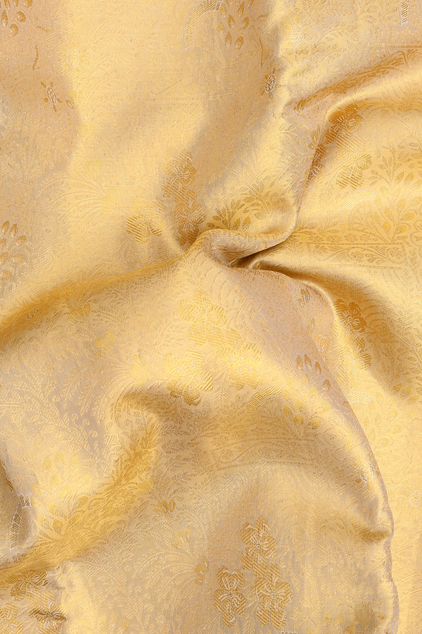 Kanchipuram Silk Saree In Cream Color Tissue With Floral Design