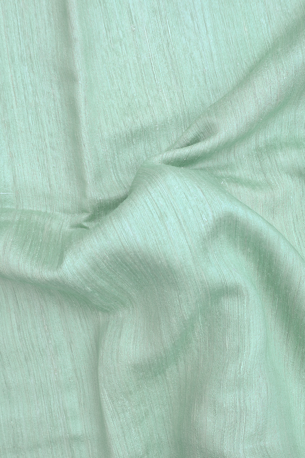 Linen Saree In Plain Mint Green With Floral Border