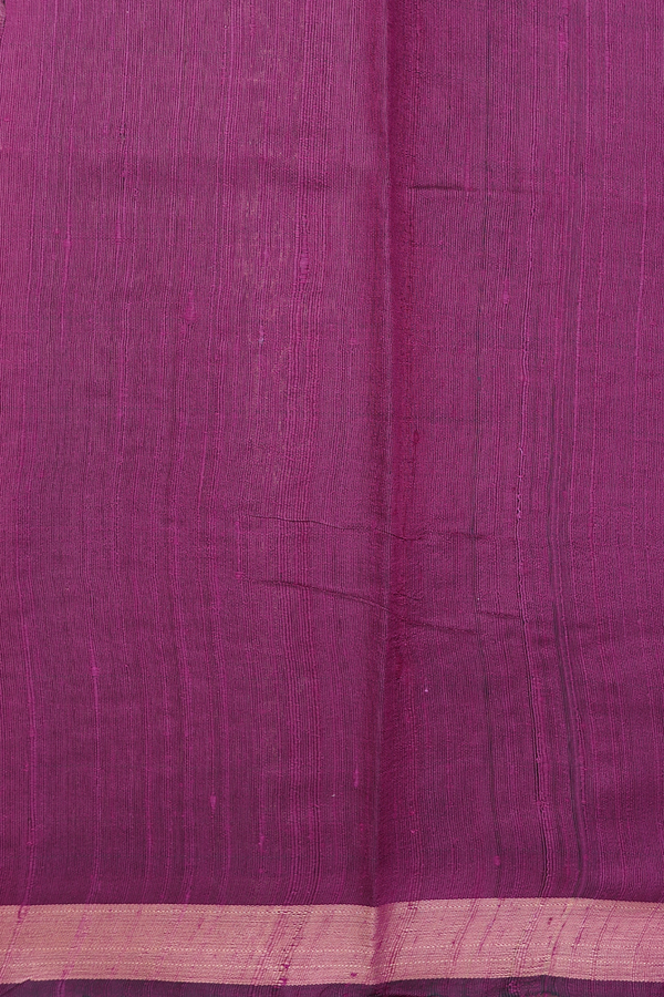 Jute Saree In Plum Purple Along Stripes With Buttas