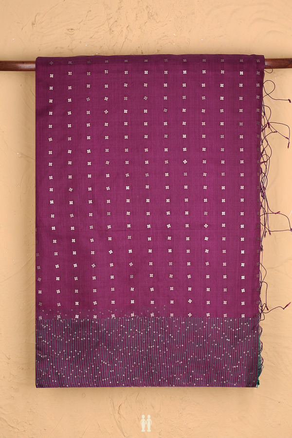 Bailu Silk Saree In Grape Purple With Chamki Work