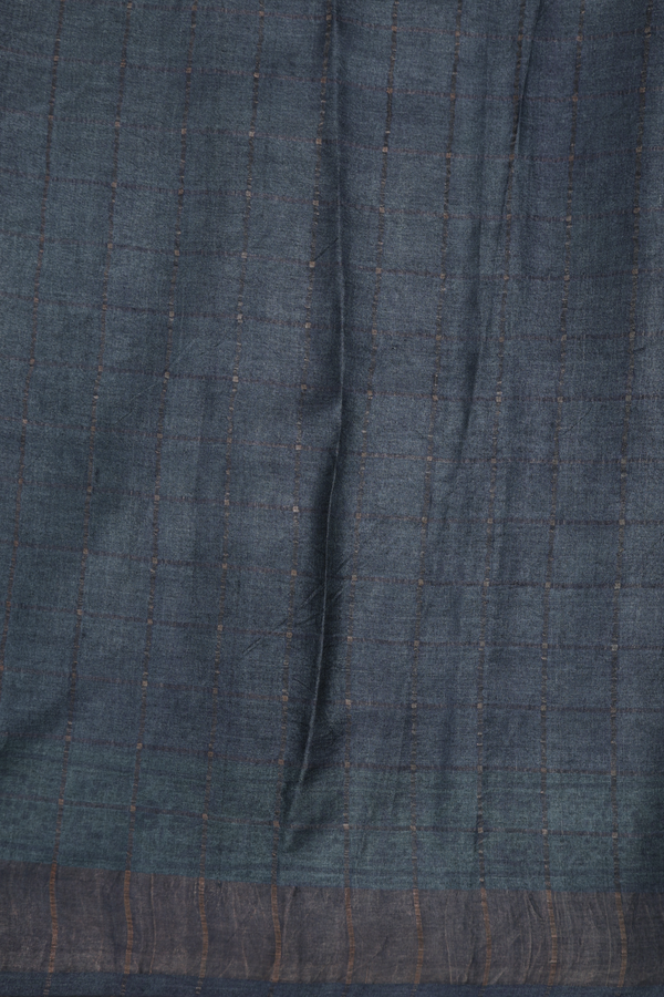 Tussar Silk Saree In Grey With Floral Design