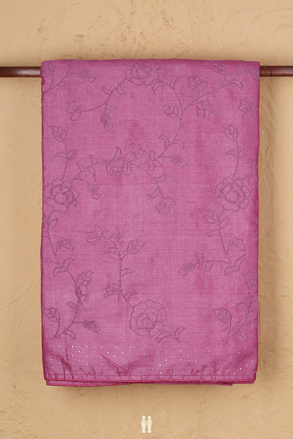 Tussar Silk Saree In Pink With Floral Embroidered Design
