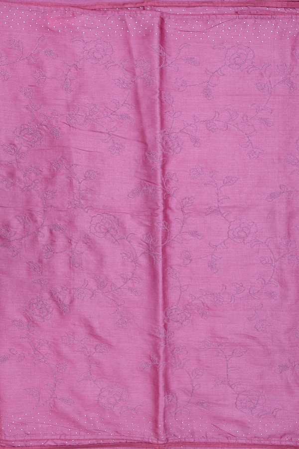 Tussar Silk Saree In Pink With Floral Embroidered Design