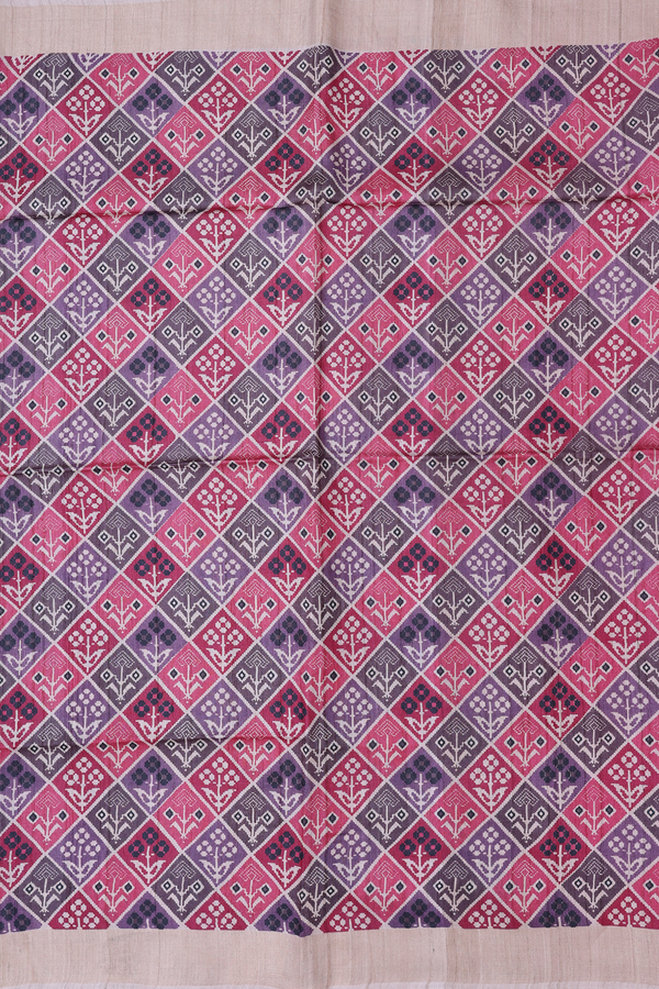 Tussar Silk Saree In Multicolor With Printed Design